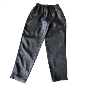 Vtg EVR 100% Silk Black Drawstring Elastic Waist Pull Oomen's Black Track Pants